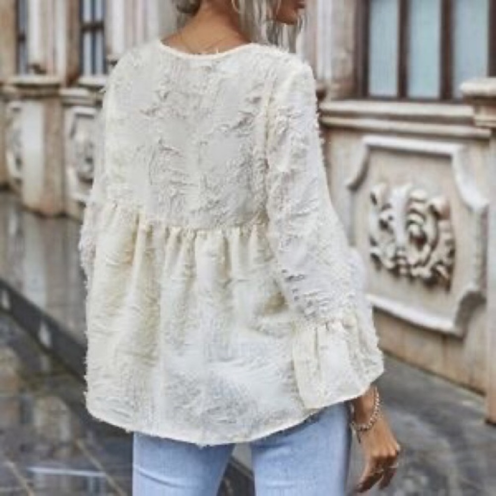 🛍V-Neck High/Low Babydoll Top - Picture 4 of 6